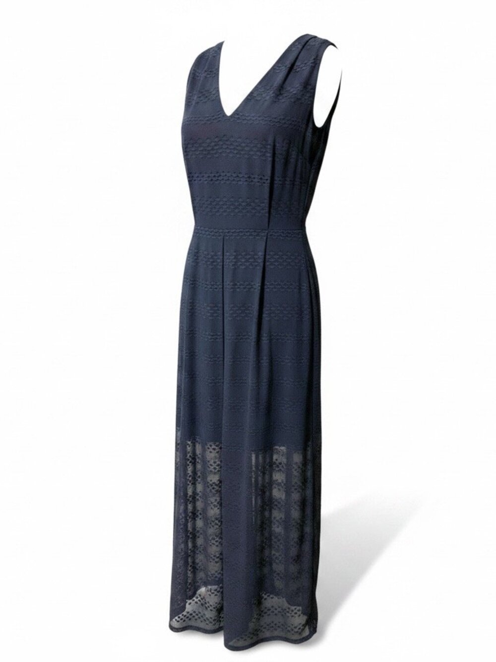 Michael Kors Maxi Dress Women Navy Textured Sleeveless Resort Vacation Size L - Picture 1 of 10